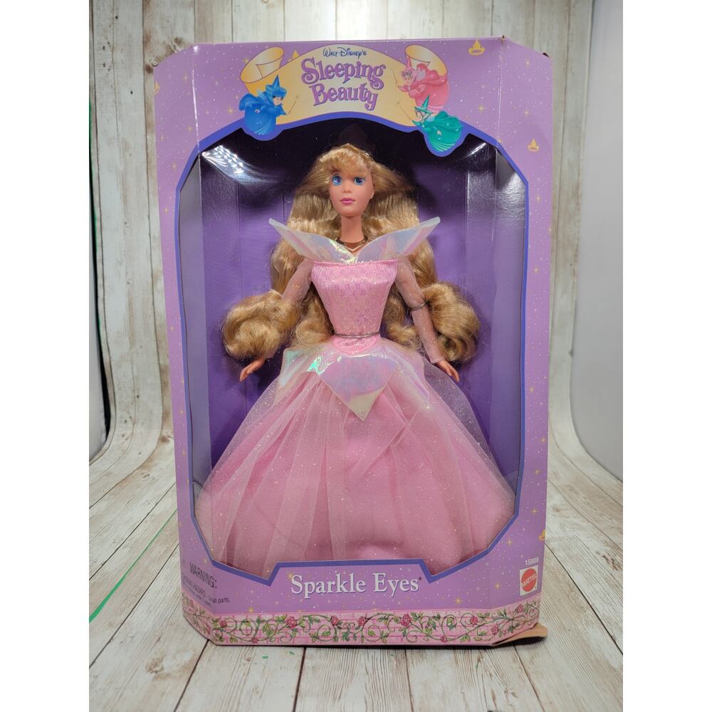 Vintage 1996 SPARKLE EYES Sleeping Beauty Barbie Doll New